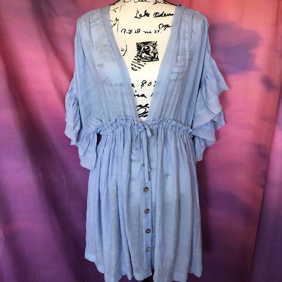 Dress bohemian butterfly sleeve pastel blue bikini cover up - Picture 2 of 12